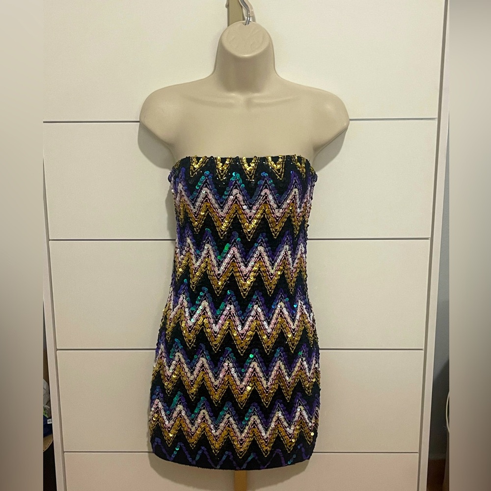 Shimmering Strapless Mini Dress